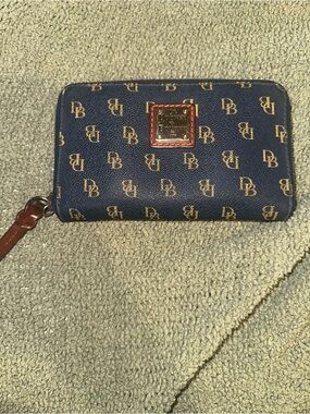 Dooney & Bourke Gretta Medium Zip Around Wallet in navy coated cotton